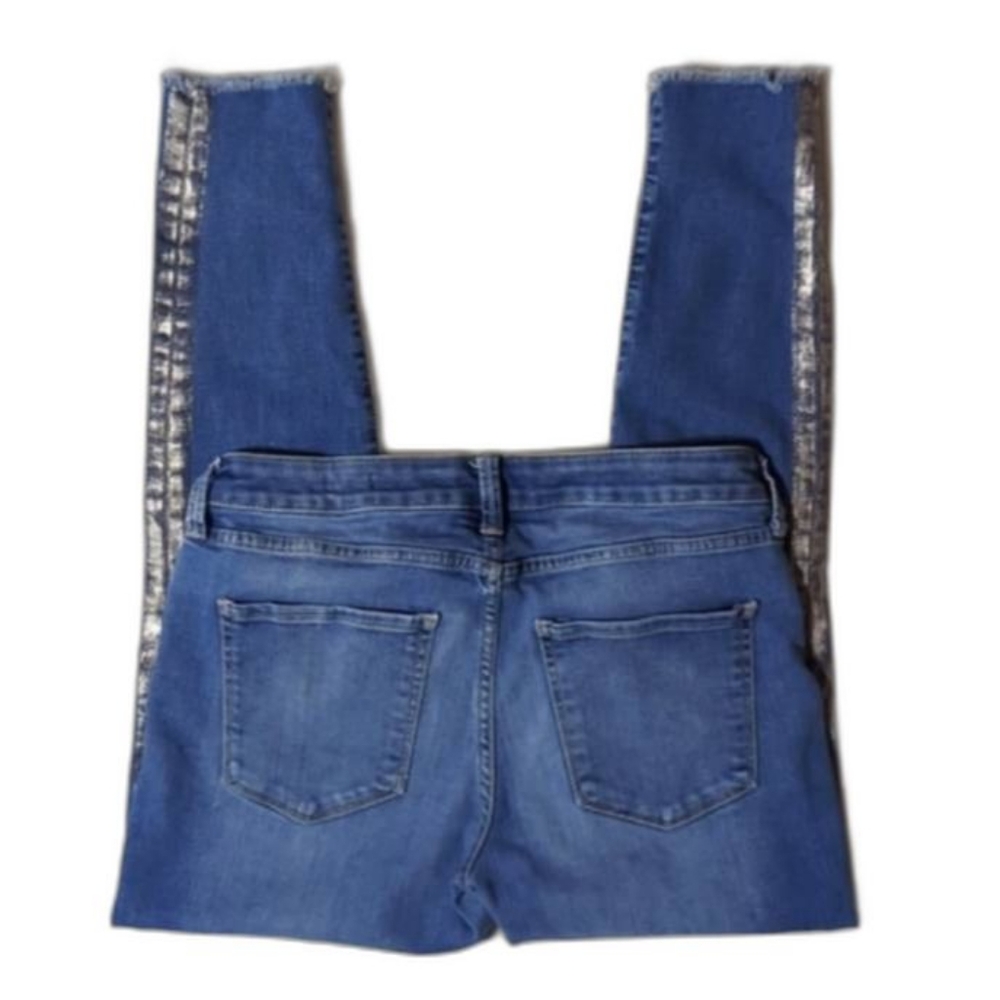 🚨3/$20! Arizona Jean Co Super Skinny Ankle Crop Silver Stripe Jeans 9